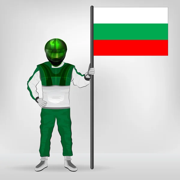 Bulgaristan bayrağı vektör holding ayakta racer — Stok Vektör