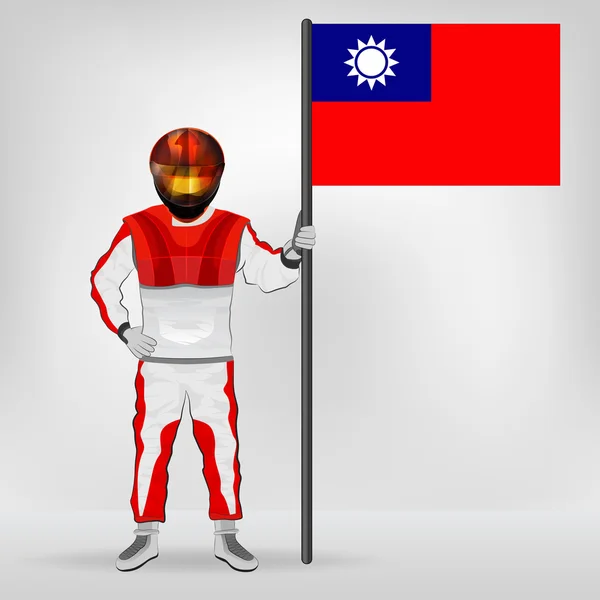Stálé závodník drží vektor vlajka Tchaj-wanu — Stockový vektor