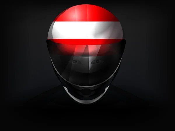 Austrian racer with flag on helmet vector closeup — Stock Vector