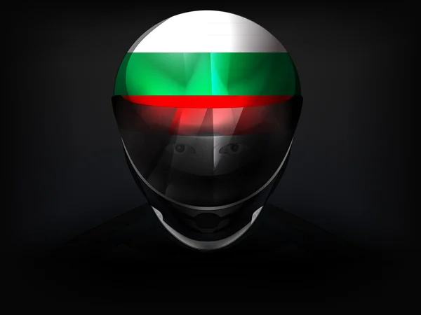 Bulgarian racer with flag on helmet vector closeup — Stock Vector