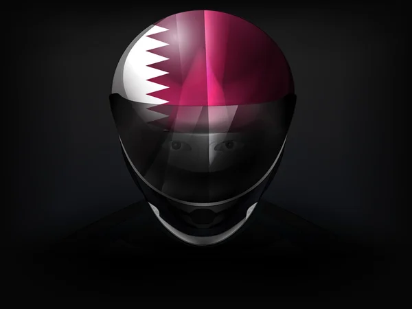 Qatar racer with flag on helmet vector closeup — Stock Vector