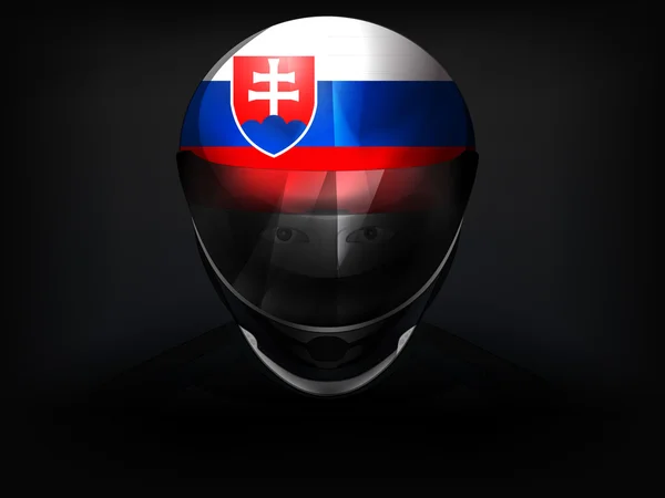 Slovakian racer with flag on helmet vector closeup — Stock Vector