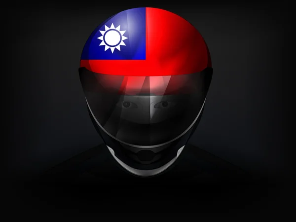 Racer de Taiwán con bandera en el primer plano del vector del casco — Vector de stock