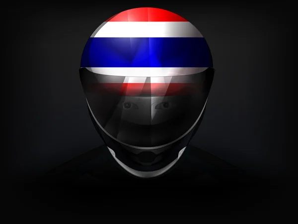 Tailandés corredor con bandera en el casco vector de primer plano — Archivo Imágenes Vectoriales