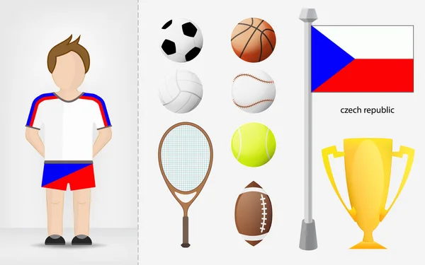 Sportif tchèque avec vecteur de collecte d "équipements sportifs — Image vectorielle
