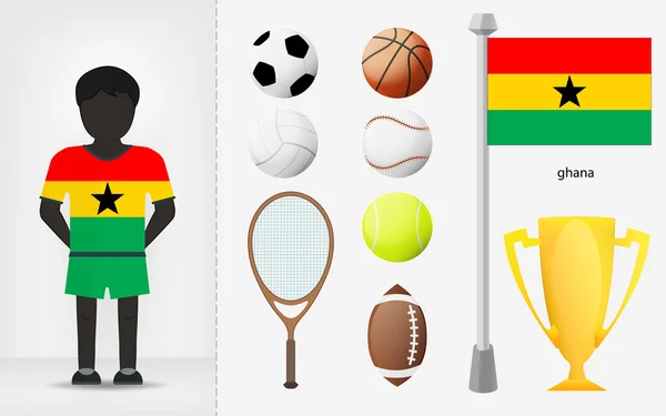 Ghanský sportovec sportovní vybavení kolekce vektor — Stockový vektor