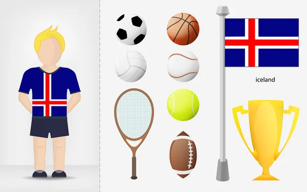 Icelandic sportsman with sport equipment collection vector — Stock Vector