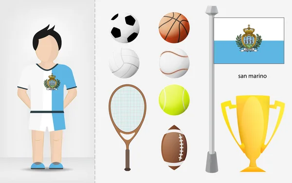 San Marino sportsman with sport equipment collection vector — Stock Vector