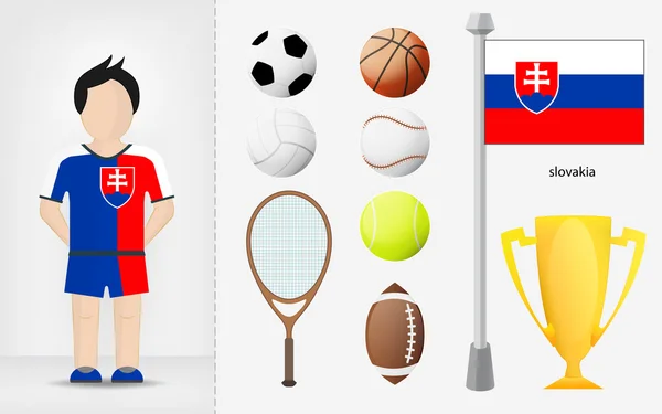 Sportif slovaque avec vecteur de collecte d "équipements sportifs — Image vectorielle