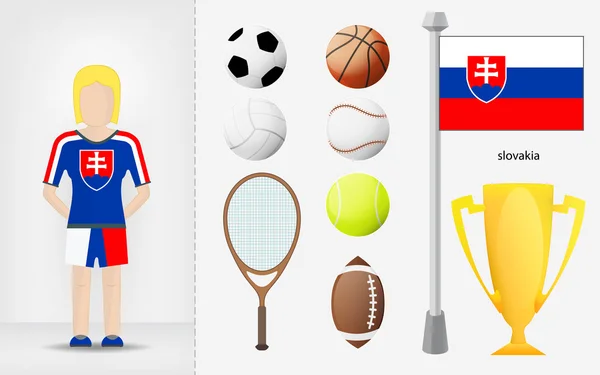 Slovakian sportswoman with sport equipment collection vector — Stock Vector
