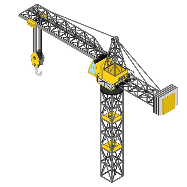 Isolated builder crane isometric view drawing vector — Stock Vector