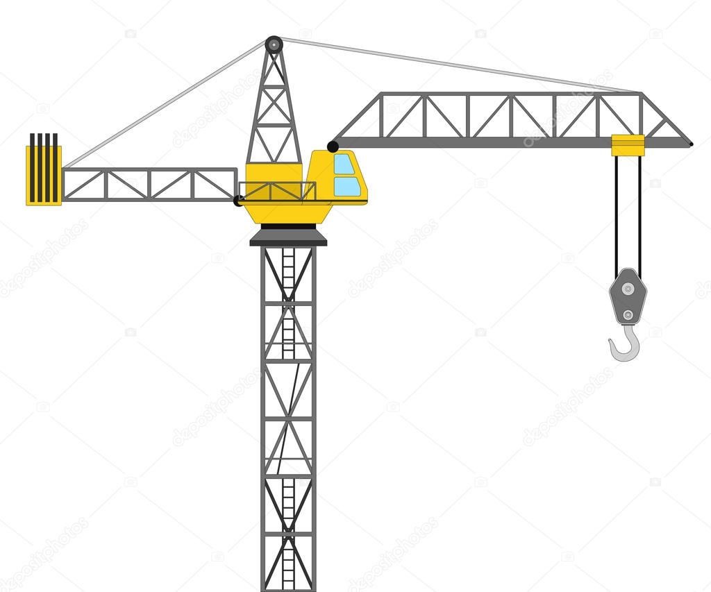 isolated builder crane side view drawing vector