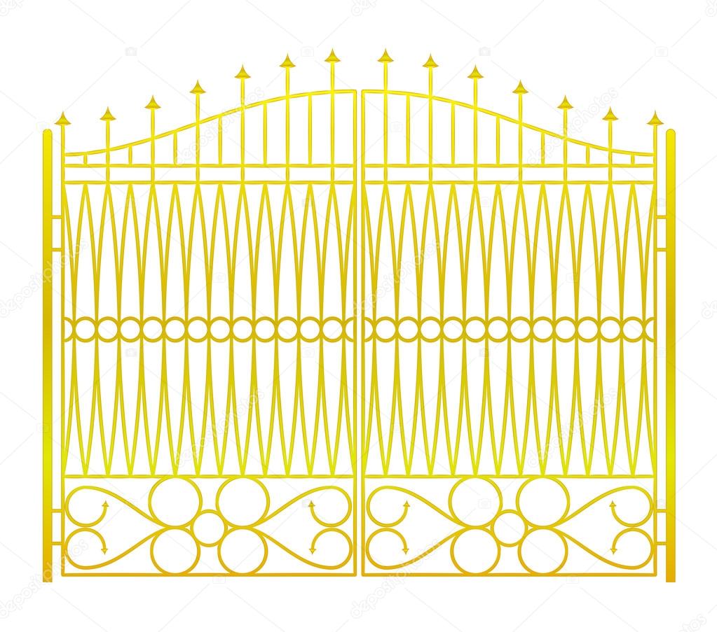 isolated on white closed golden gate fence vector