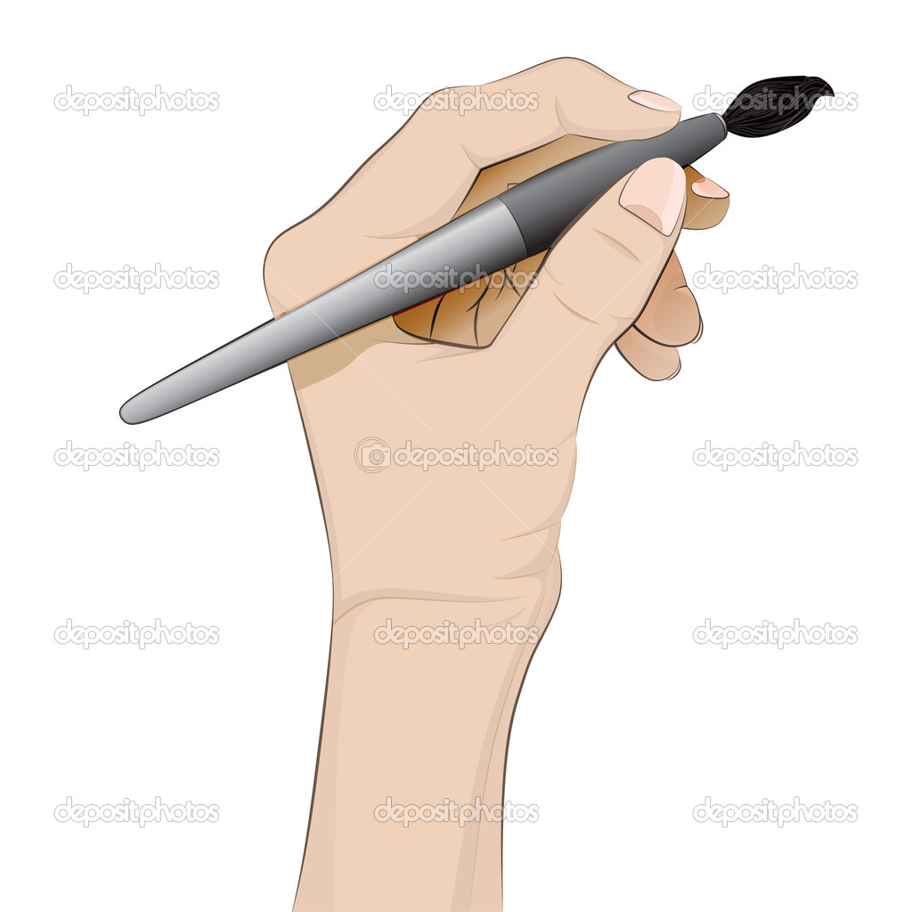 Isolated human hand holding brush vector — Stock Vector © Adikk 48744435