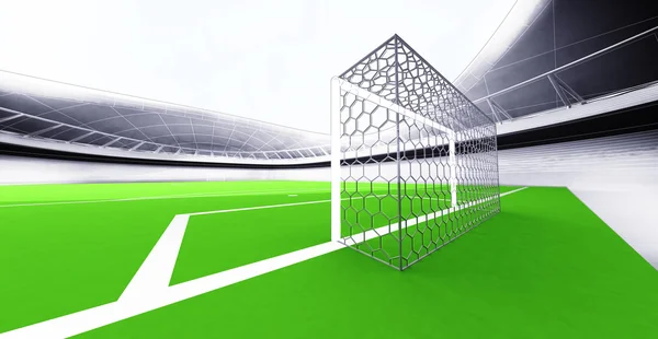 Modern football stadium goal view — Stock Photo, Image
