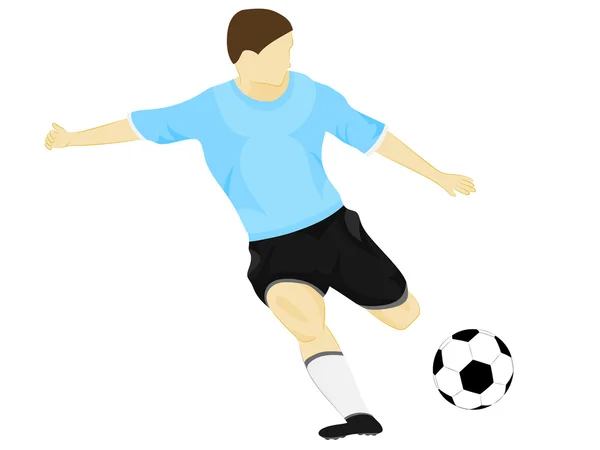 Robe bleue joueur de football tir — Image vectorielle