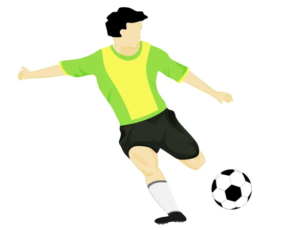 Brazil dress soccer player shooting — Stock Vector