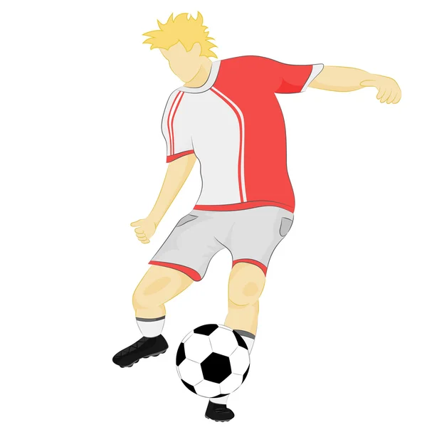 Vestido rojo futbolista tiro — Vector de stock