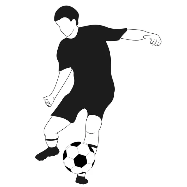 Footballeur noir blanc tir — Image vectorielle