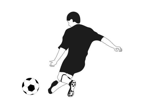 Voetbal speler schieten — Stockvector