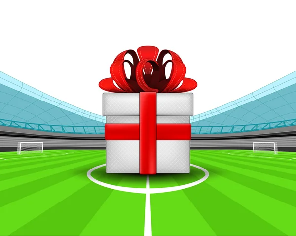 Cadeau surprise dans le milieu du stade de football — Image vectorielle