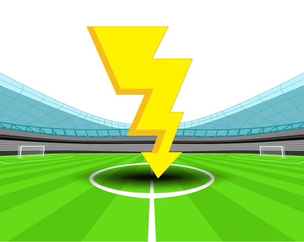 Flash strike nel centrocampo dello stadio di calcio — Vettoriale Stock
