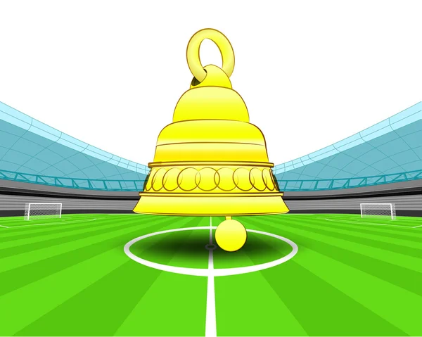 Bell alarm in het middenveld van voetbalstadion — Stockvector