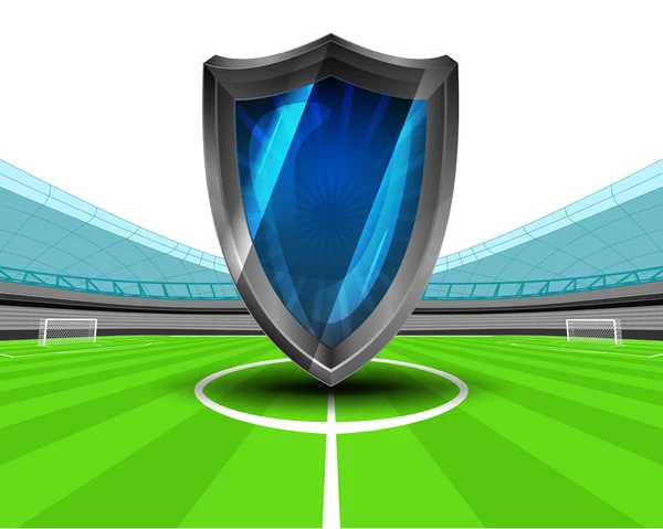 Bouclier défensif dans le milieu du stade de football — Image vectorielle