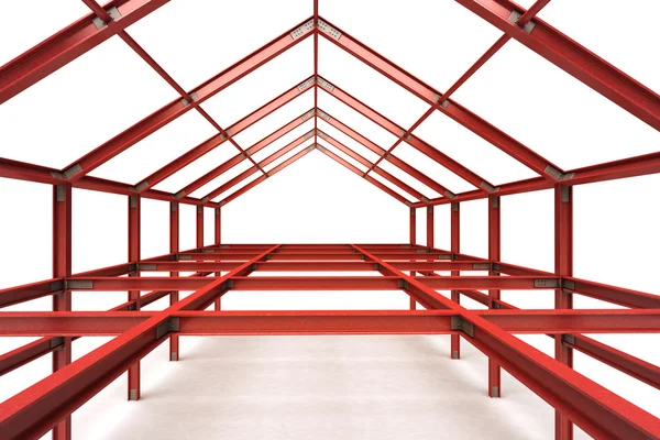 Red steel framework building — Stock Photo, Image