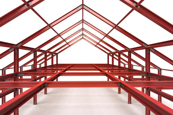 Edificio marco complejo de acero rojo — Foto de Stock