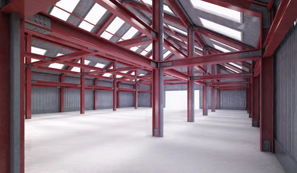 Red steel framework building — Stock Photo, Image