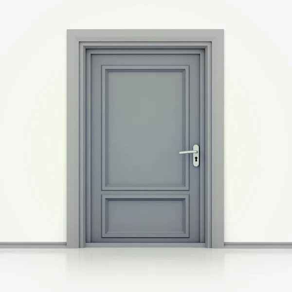 Geïsoleerde enkele klassieke gesloten deur close-up 3d — Stockfoto