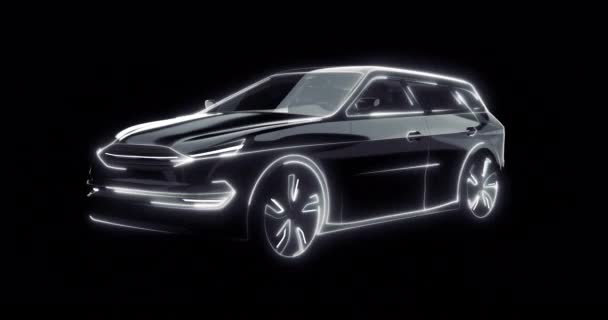 Concept Lumineux Suv Noir Moderne Exposé Dans Showroom Sombre Avant — Video