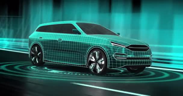 Endless Ride Autonomous Self Driving Modern Car City Structure Front — Stock video