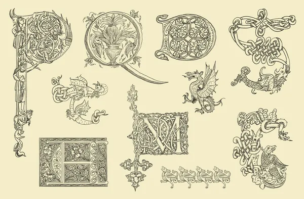 Old initials set — Stock Photo, Image