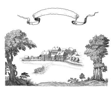 eski köy illüstrasyon