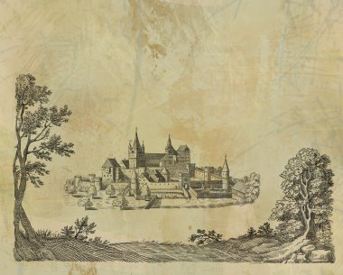 eski köy illüstrasyon