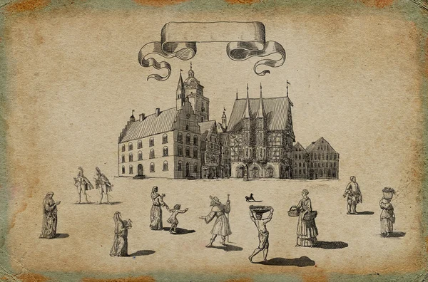 Altstadt-Illustration — Stockfoto
