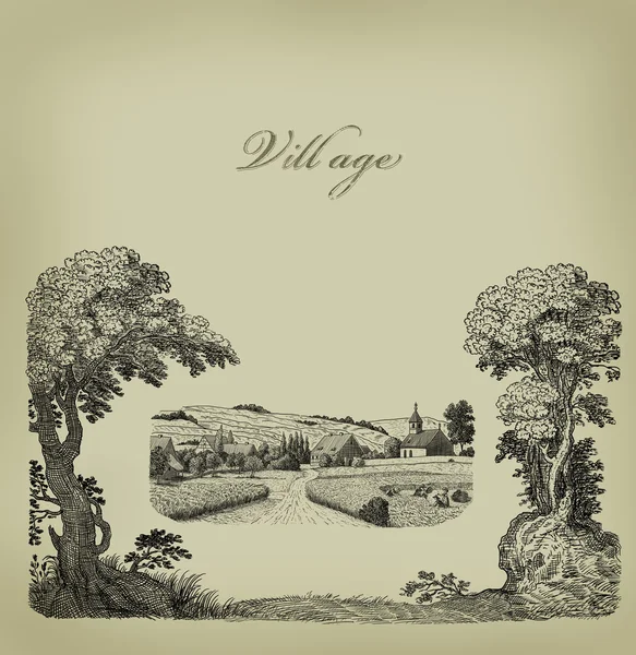 Old village illustration — Stock Photo, Image