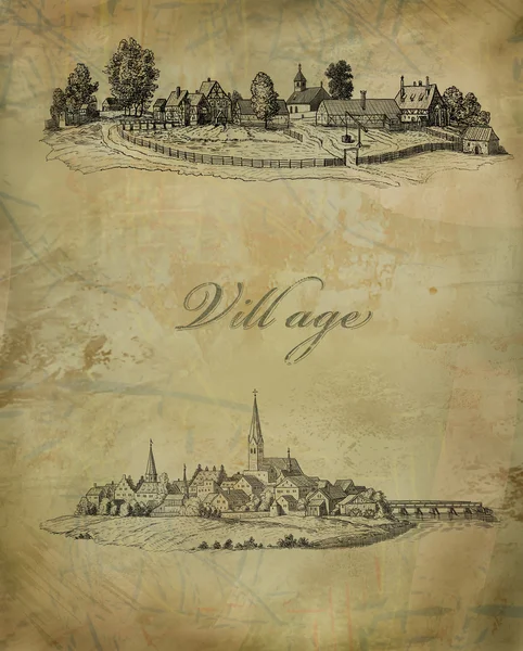 Old village illustration — Stock Photo, Image