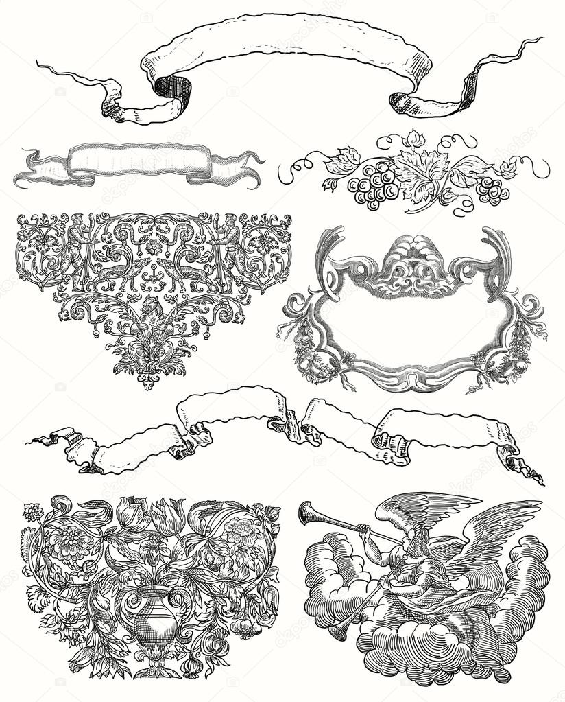 Cartouche set illustration