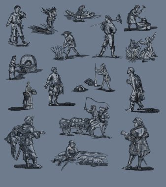 eski köy illüstrasyon