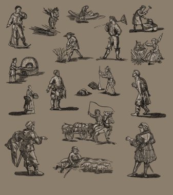 eski köy illüstrasyon