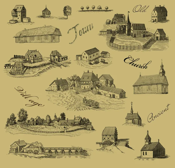 Illustrazione città vecchia — Foto Stock