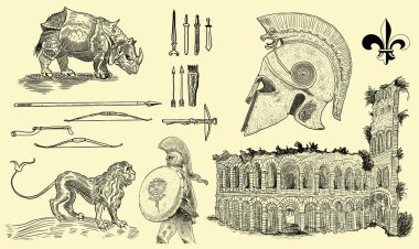 Eski Yunan set illüstrasyon