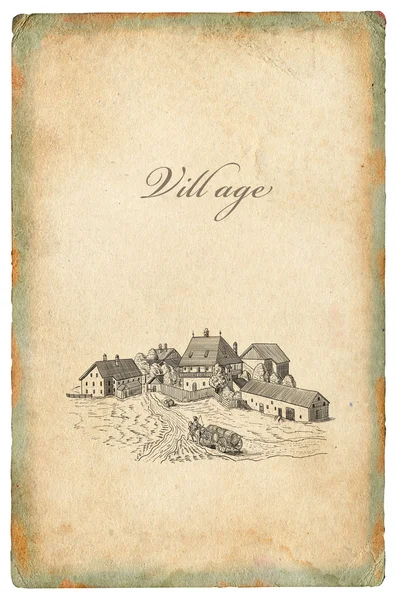 Eski köy illüstrasyon — Stok fotoğraf