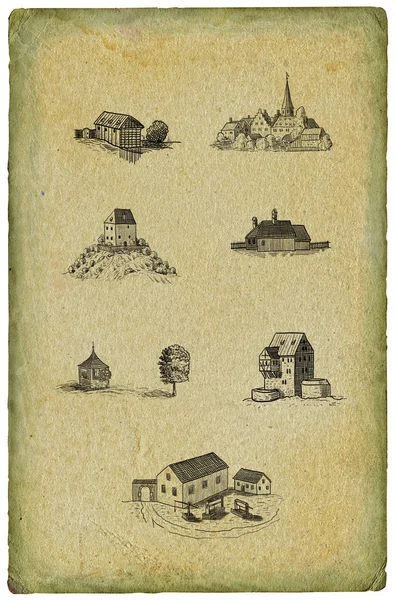Stara wieś ilustracja — Zdjęcie stockowe
