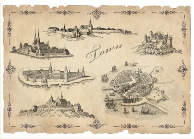 Eski kale illüstrasyon