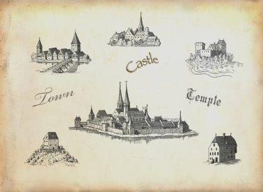 Eski kale illüstrasyon