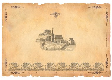 eski köy illüstrasyon